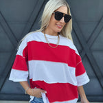 Polly Color Block Tee In Cherry - Infinity Raine
