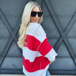 Polly Color Block Tee In Cherry - Infinity Raine