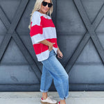 Polly Color Block Tee In Cherry - Infinity Raine