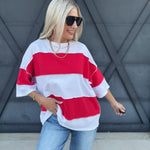 Polly Color Block Tee In Cherry - Infinity Raine