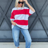 Polly Color Block Tee In Cherry - Infinity Raine