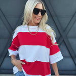Polly Color Block Tee In Cherry - Infinity Raine