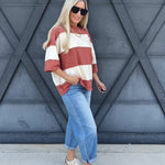 Polly Color Block Tee In Terracotta - Infinity Raine