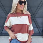 Polly Color Block Tee In Terracotta - Infinity Raine