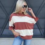 Polly Color Block Tee In Terracotta - Infinity Raine