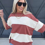 Polly Color Block Tee In Terracotta - Infinity Raine