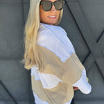 Polly Color Block Tee In White Oat - Infinity Raine