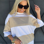 Polly Color Block Tee In White Oat - Infinity Raine