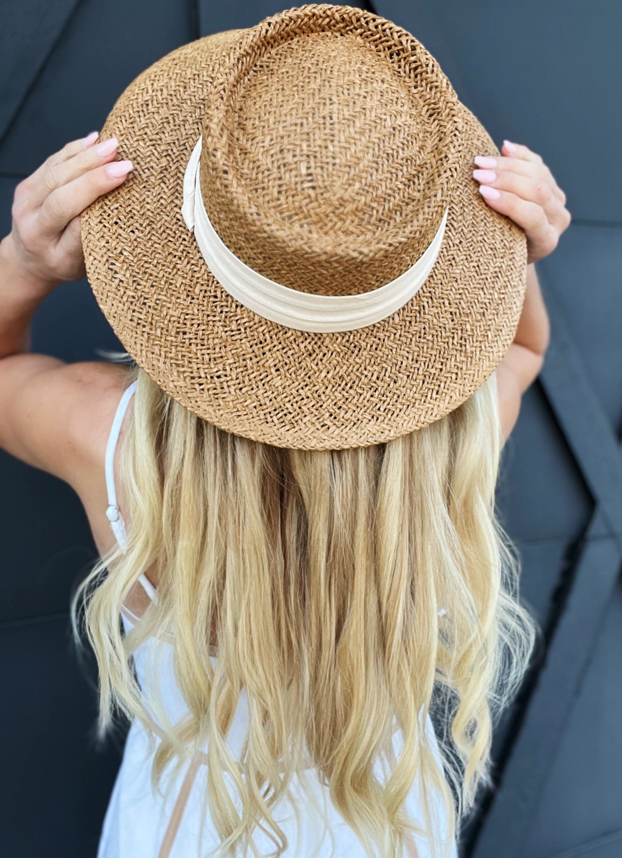 Rattan Panama Hats In Khaki - Infinity Raine