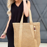 Izola Carry All Tassel Tote In Khaki - Infinity Raine