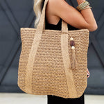 Izola Carry All Tassel Tote In Khaki - Infinity Raine