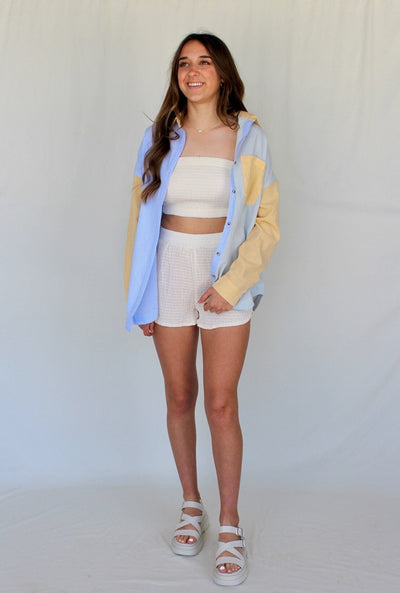 Shirred Smocked Tube Top Set-Ivory - Infinity Raine