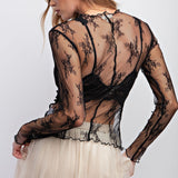 All Over Lace Top In Black - Infinity Raine