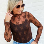 All Over Lace Top In Brown - Infinity Raine