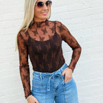 All Over Lace Top In Brown - Infinity Raine