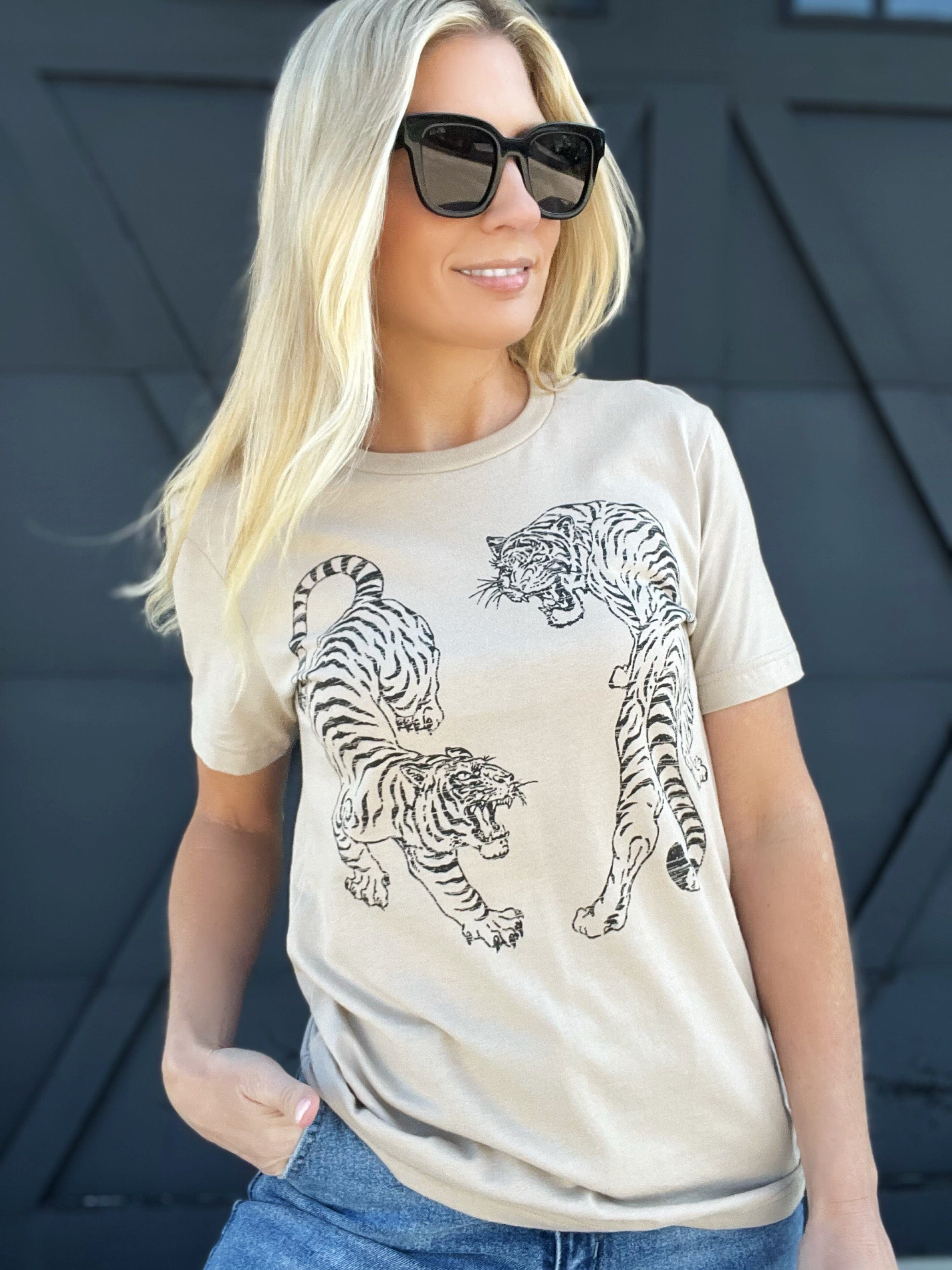 Tiger Graphic Tee In Sand - Infinity Raine