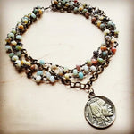 Amazonite Collar-Length Necklace With Indian Head Coin - Infinity Raine