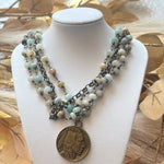 Amazonite Collar-Length Necklace With Indian Head Coin - Infinity Raine