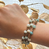 Amazonite Triple Strand Beaded Bracelet - Infinity Raine