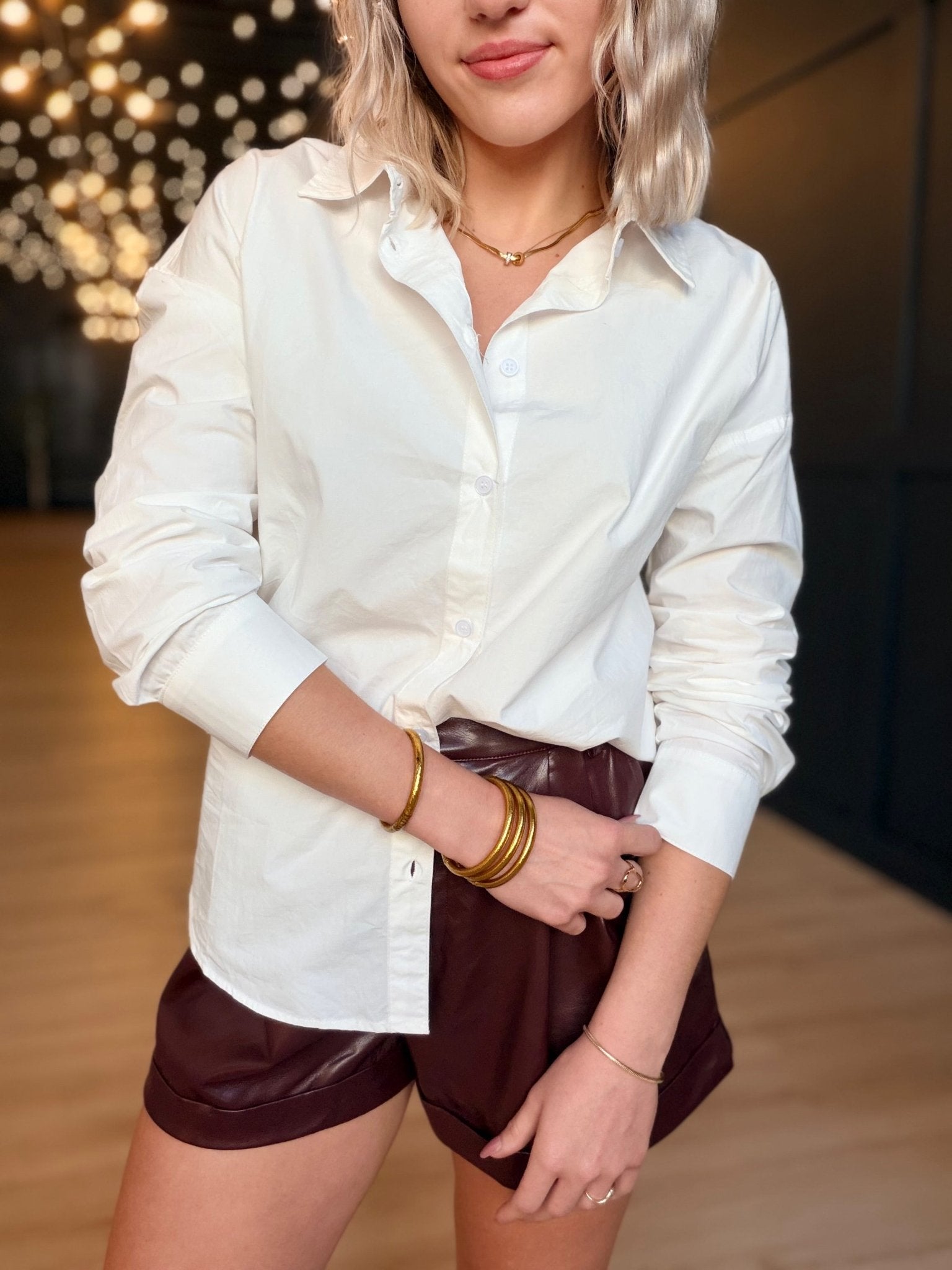 Ameila Button Up Shirt In White - Infinity Raine