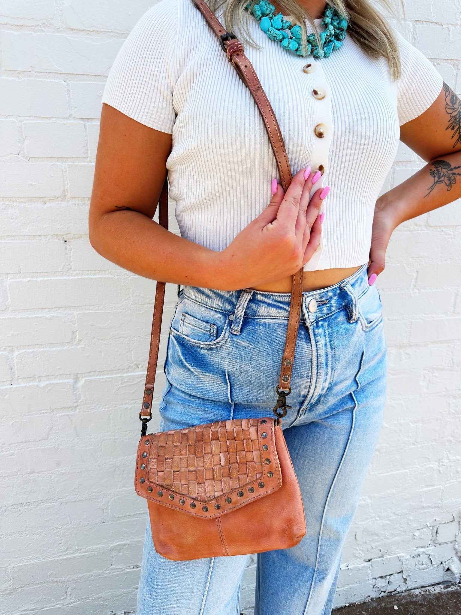 American Darling Crossbody Genuine Leather Woven Bag - Infinity Raine