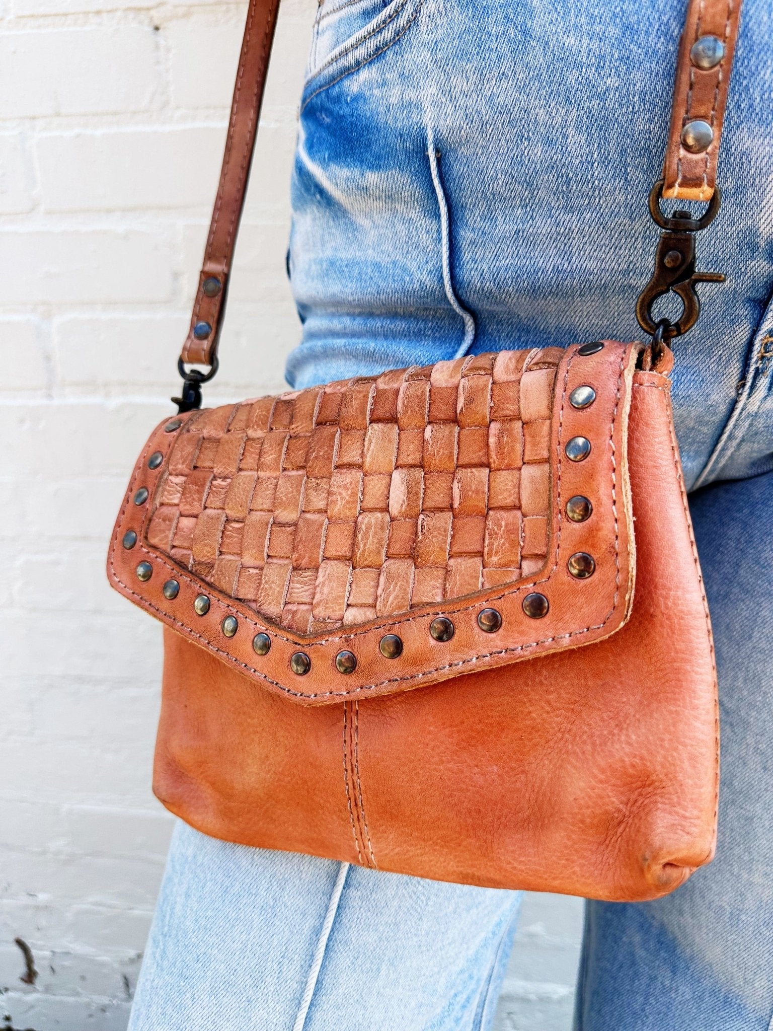 American Darling Crossbody Genuine Leather Woven Bag - Infinity Raine