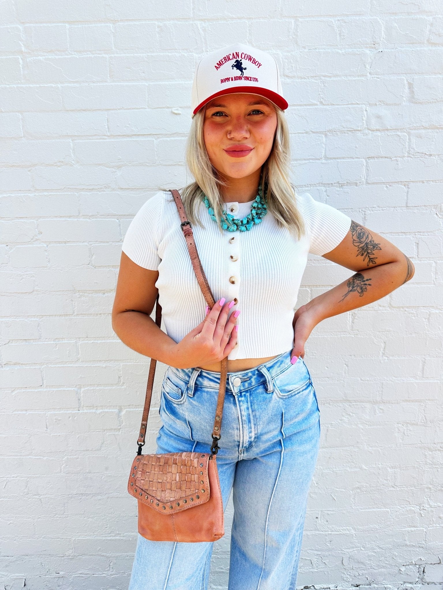 American Darling Crossbody Genuine Leather Woven Bag - Infinity Raine