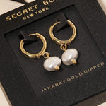 Mini Pearl Drop Hoop Earrings-Gold - Infinity Raine