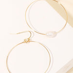 Pearl Charm Hoop Hook Drop Earrings-Gold - Infinity Raine