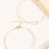 Pearl Charm Hoop Hook Drop Earrings-Gold - Infinity Raine