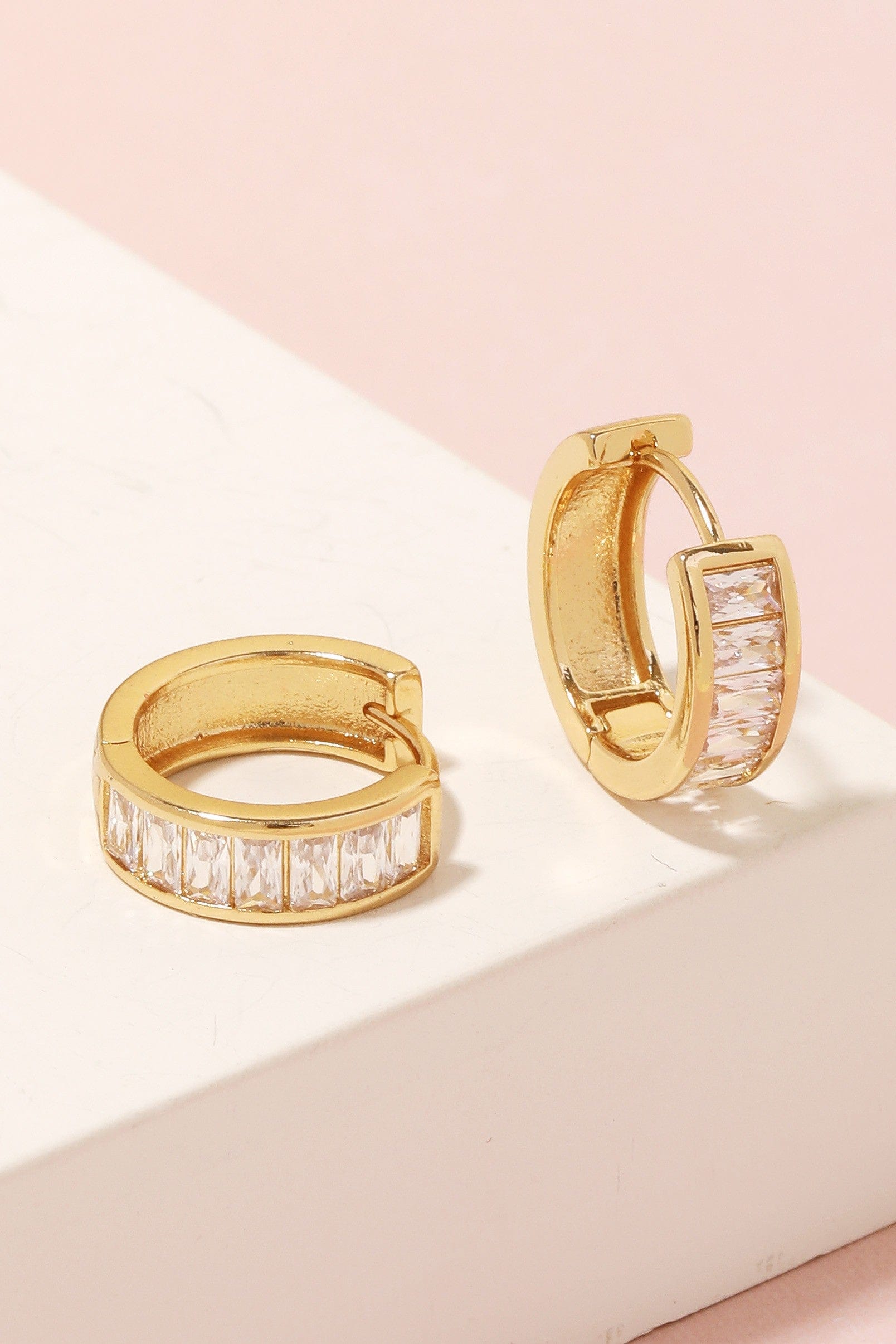 Anarchy Street Jewelry - Earrings Mini Rhinestone Studded Huggie Earrings In Gold 64533238