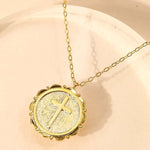 Cross Coin Pendant Necklace In Gold - Infinity Raine