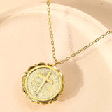 Cross Coin Pendant Necklace In Gold - Infinity Raine