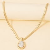 Anarchy Street Jewelry - Necklaces Pearl Pendant Herringbone Chain Necklace In Gold 75189750