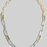 Two Toned Pave Oval Chain Link Necklace - Infinity Raine