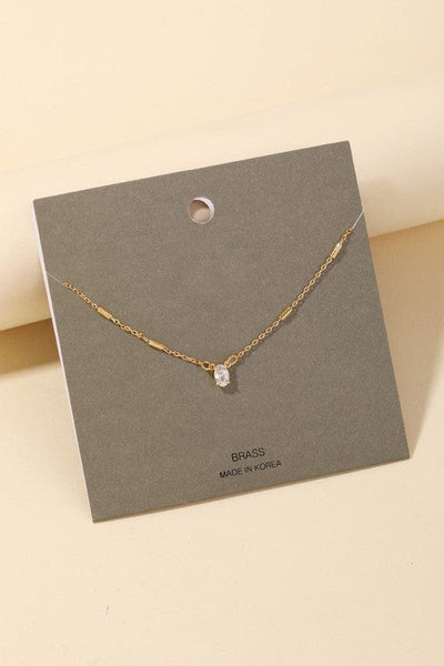 Oval Rhinestone Pendant Necklace-Gold - Infinity Raine
