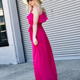 Fashion Icon One Shoulder Maxi Dress-Fuchsia - Infinity Raine