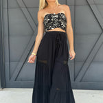 Palazzo Pants With Crotchet Detailing In Black - Infinity Raine