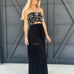 Palazzo Pants With Crotchet Detailing In Black - Infinity Raine