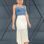 Midi Lace Skirt In Ivory - Infinity Raine