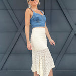 Midi Lace Skirt In Ivory - Infinity Raine