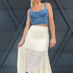 Midi Lace Skirt In Ivory - Infinity Raine
