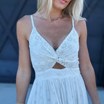 ANGIE DRESSES Eyelet Embroidered Twist Front Midi Dress In Ivory