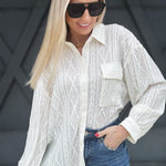 Textured Oversized Woven Top In Ivory - Infinity Raine