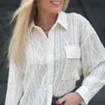 Textured Oversized Woven Top In Ivory - Infinity Raine