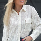 Textured Oversized Woven Top In Ivory - Infinity Raine