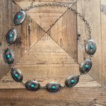 Turquoise Oval Concho Belt-Silver - Infinity Raine