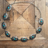 Turquoise Oval Concho Belt-Silver - Infinity Raine