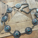 Turquoise Triangle Concho Belt-Antique Silver - Infinity Raine