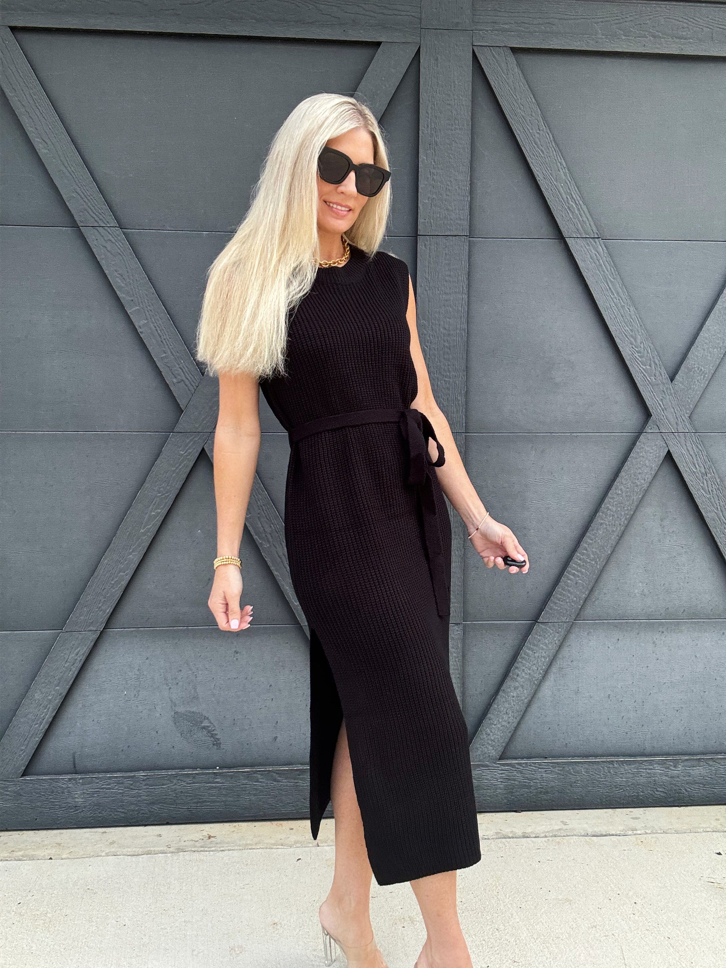 Asia Direct+ Dresses Crew Neck Knit Midi Dress In Black